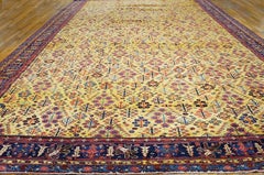 1850s Yellow Multicolor Oversized Antique NW Persian Carpet 12'2"x20'8" Wool Rug