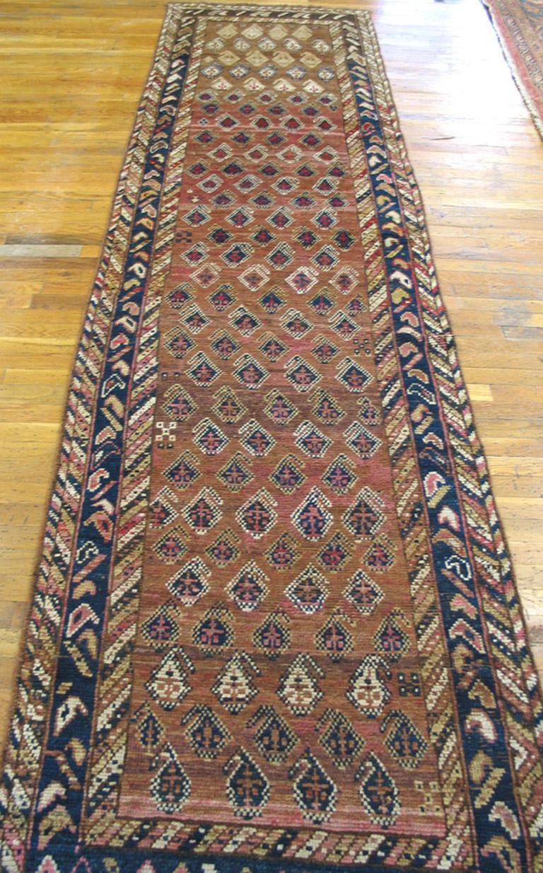 Hand-Knotted 19th Century N.W. Persian Carpet with Paisley Pattern ( 3' x 12'2