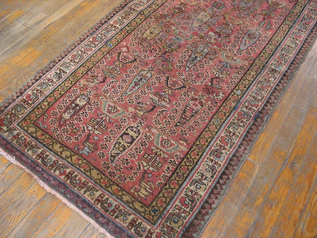 Noué à la main 19ème siècle N.W. Tapis persan à motif cachemire ( 3' x 13' x 91 x 396 ) en vente