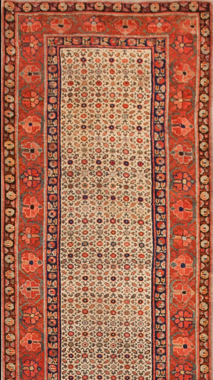 Handmade antique NW Persian carpet. Woven circa 1870 (late 19th century). Persian informal rug, runner size: 3'0