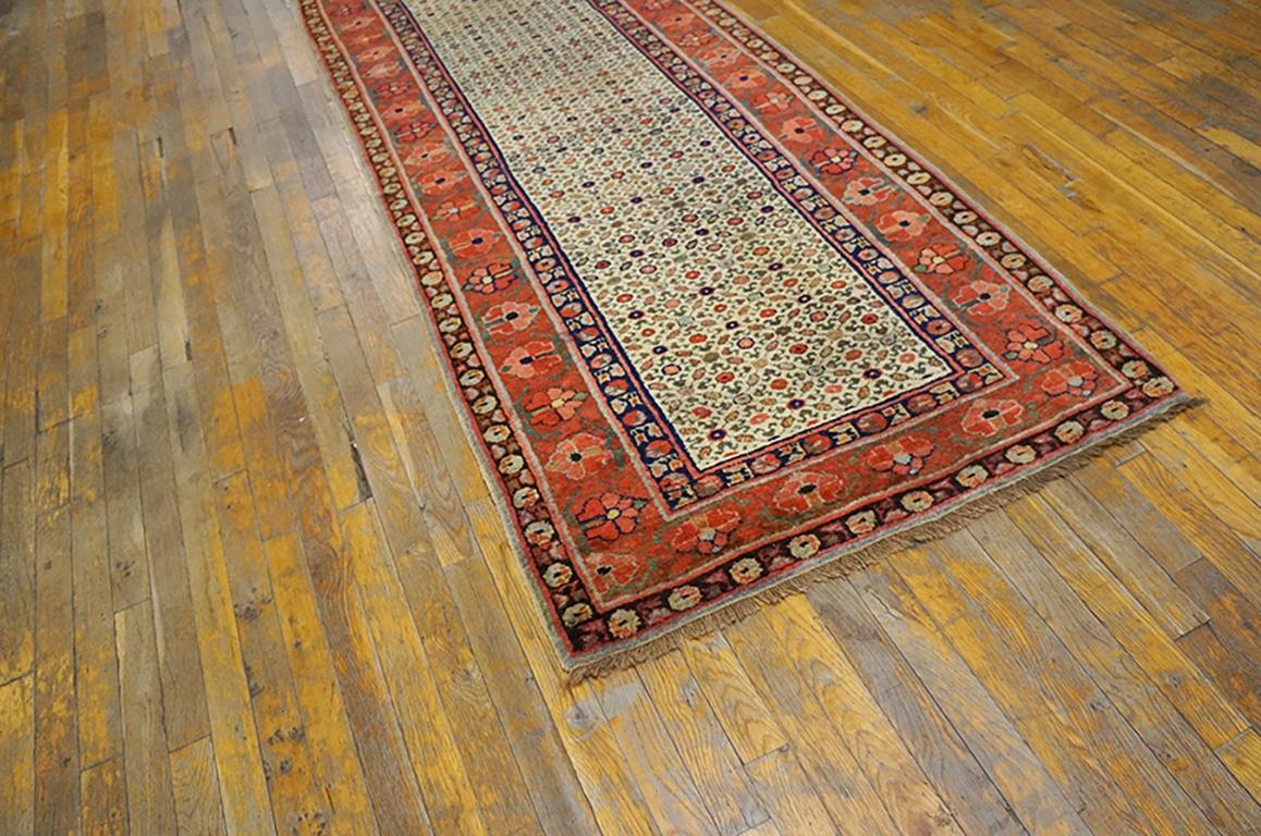 Hand-Knotted 19th Century N.W. Persian Runner Carpet ( 3' x 14'6
