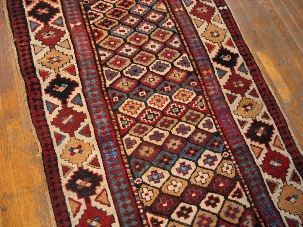 Handmade antique NW Persian carpet. Woven circa 1900 (early 20th century). Persian informal rug, runner size 3'4