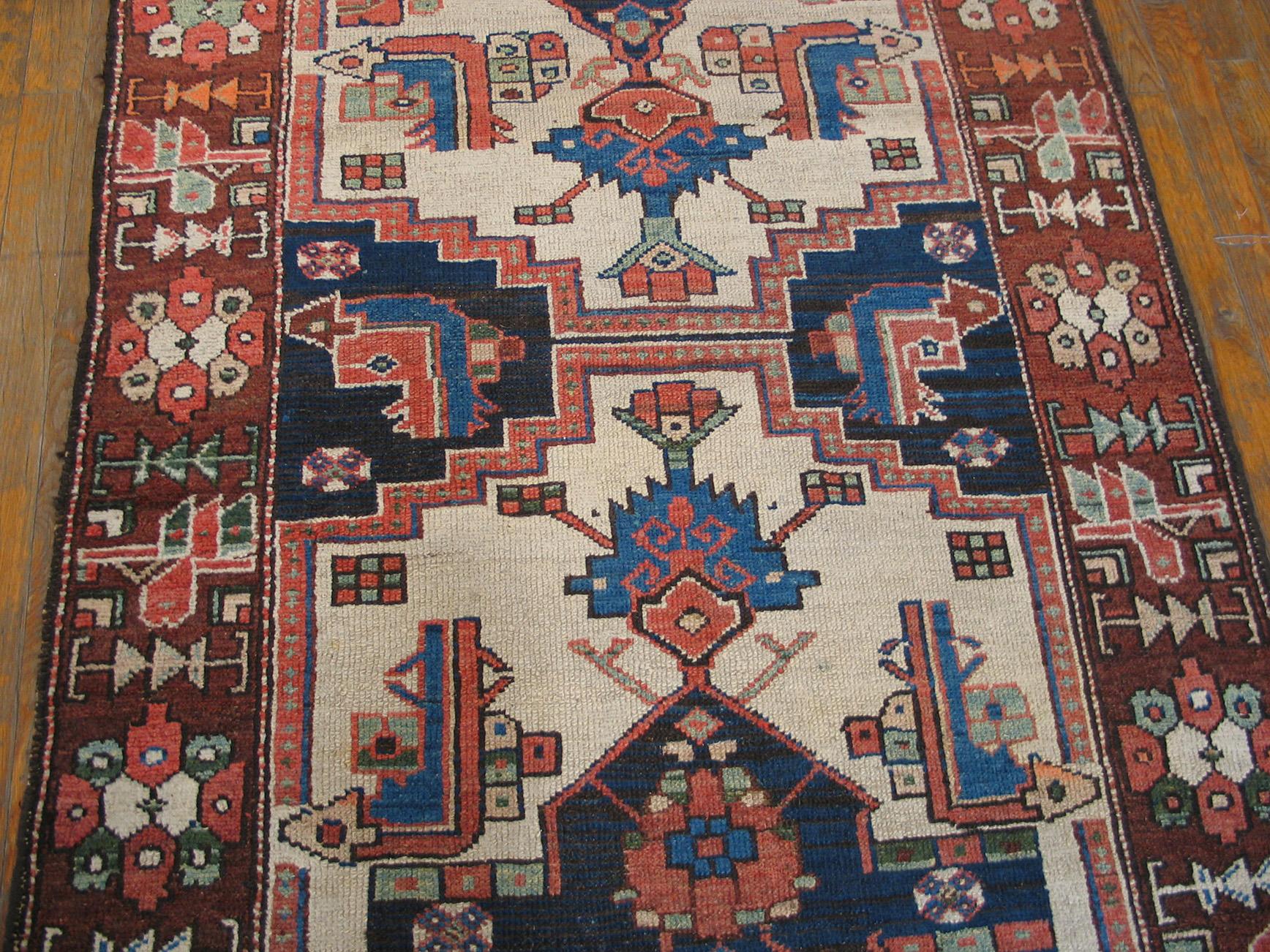 Handwoven antique NW Persian carpet. Woven, circa 1920. Runner size: 3'5