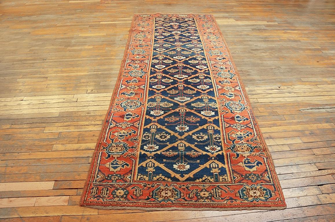 Handwoven antique NW Persian carpet. Woven, circa 1900. Runner size: 3'8