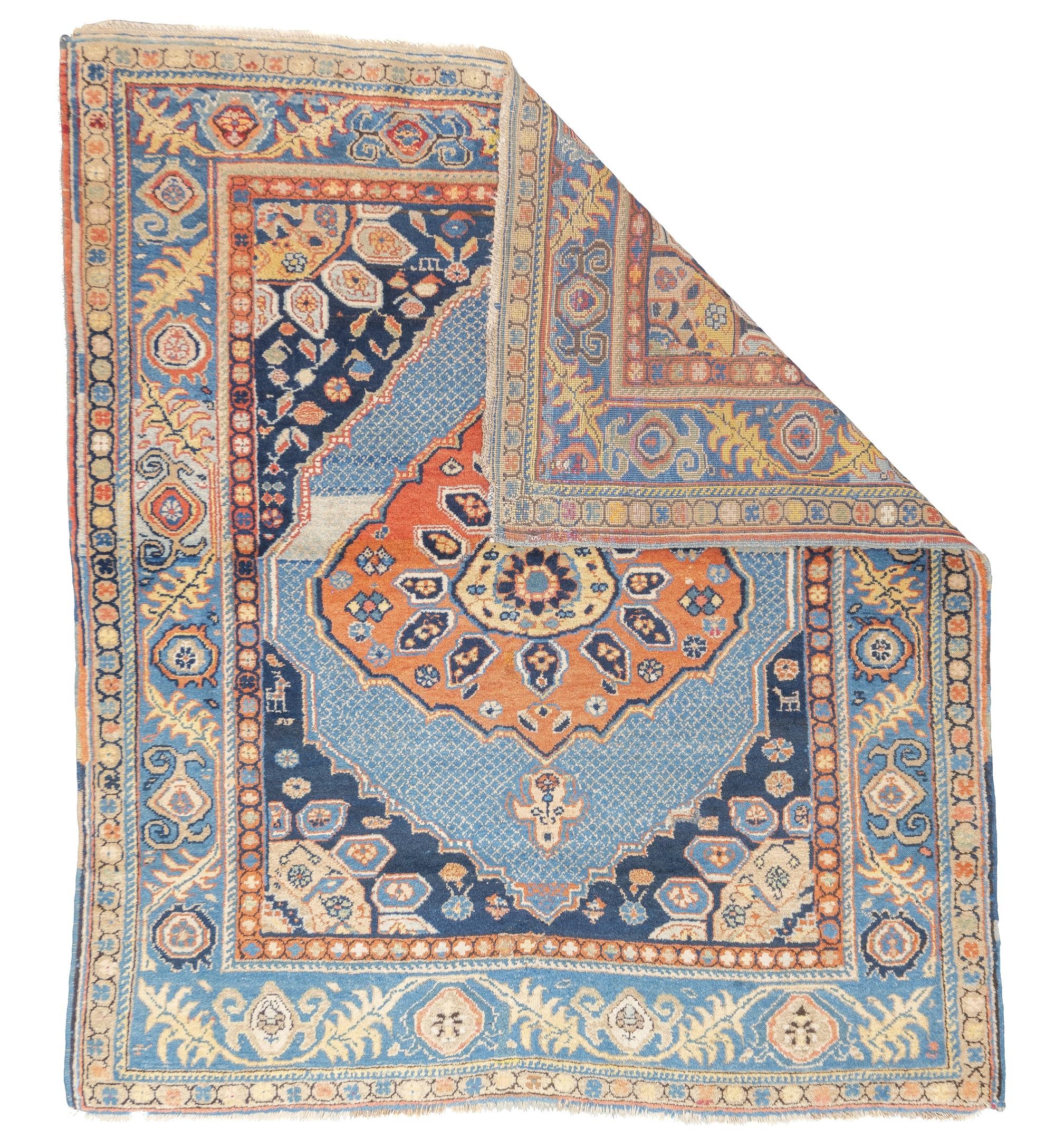 Hand-Knotted Antique NW Persian Rug 4'4'' x 4'11'' For Sale