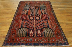 1900 Navy Red Antique NW Persian Carpet "Bid Majnoun" Design 4'6" x 7' Wool Rug