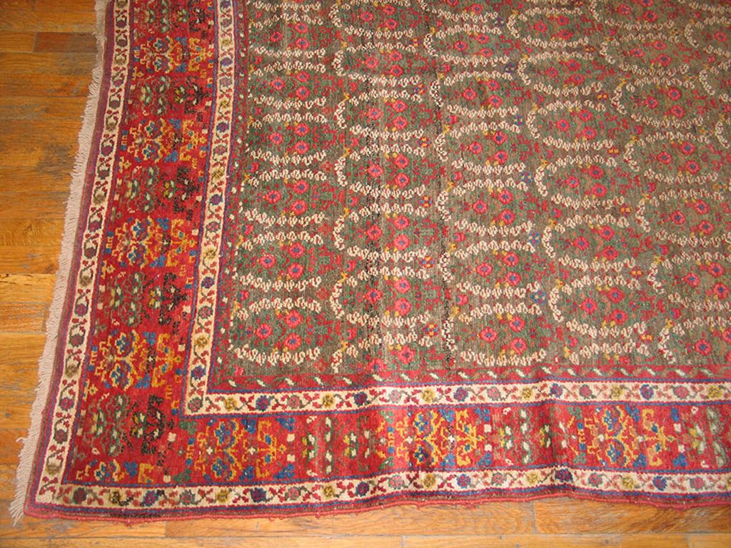 Mid 19th Century N.W. Persian Carpet ( 6' x 13' - 183 x 396 )
Handmade antique NW Persian carpet. Woven circa 1860s
Abrashed background varies from green, to blue, to brown. 
All-over pattern with linear boteh design.
Red main border with smaller