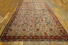 1850s Ivory Floral Tribal Antique N.W Persian Carpet 6'4"x14'7" Knotted Wool Rug