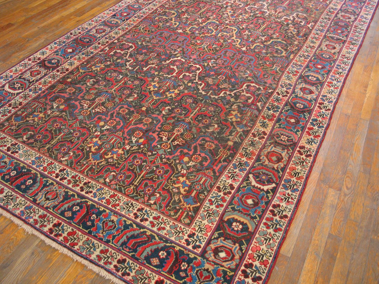 
Northwest Persian Gallery Carpet
Probably Kurdistan, Possibly Kolyai
3rd quarter 18th Century
This antique gallery format carpet is a particularly fine example of a select group of Kurdish carpets accurately interpreting a 17th century Mughal
