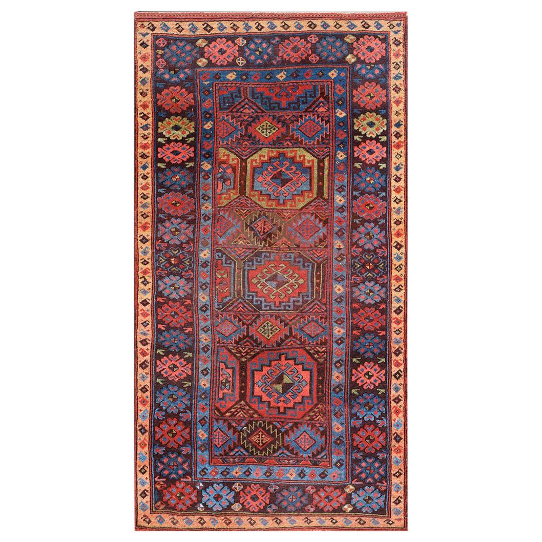 19th Century W. Persian Kurdish Carpet ( 4'2" x 7'6" - 127 x 230 ) For Sale