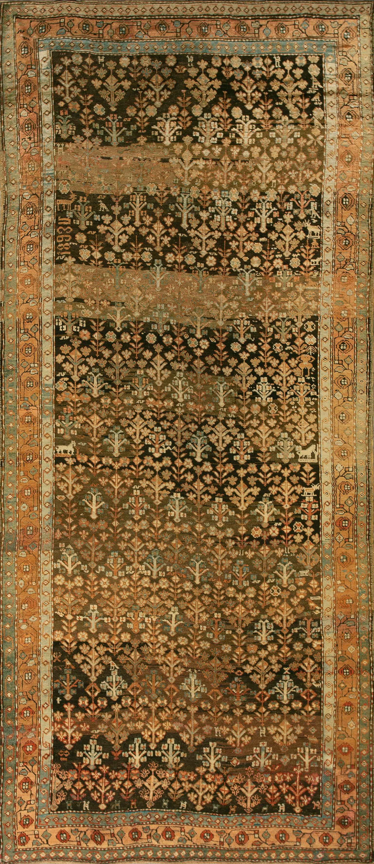 Tapis d'arbustes du 19ème siècle du Karabagh ( 4'6" x 10"9" - 137 x 328 )