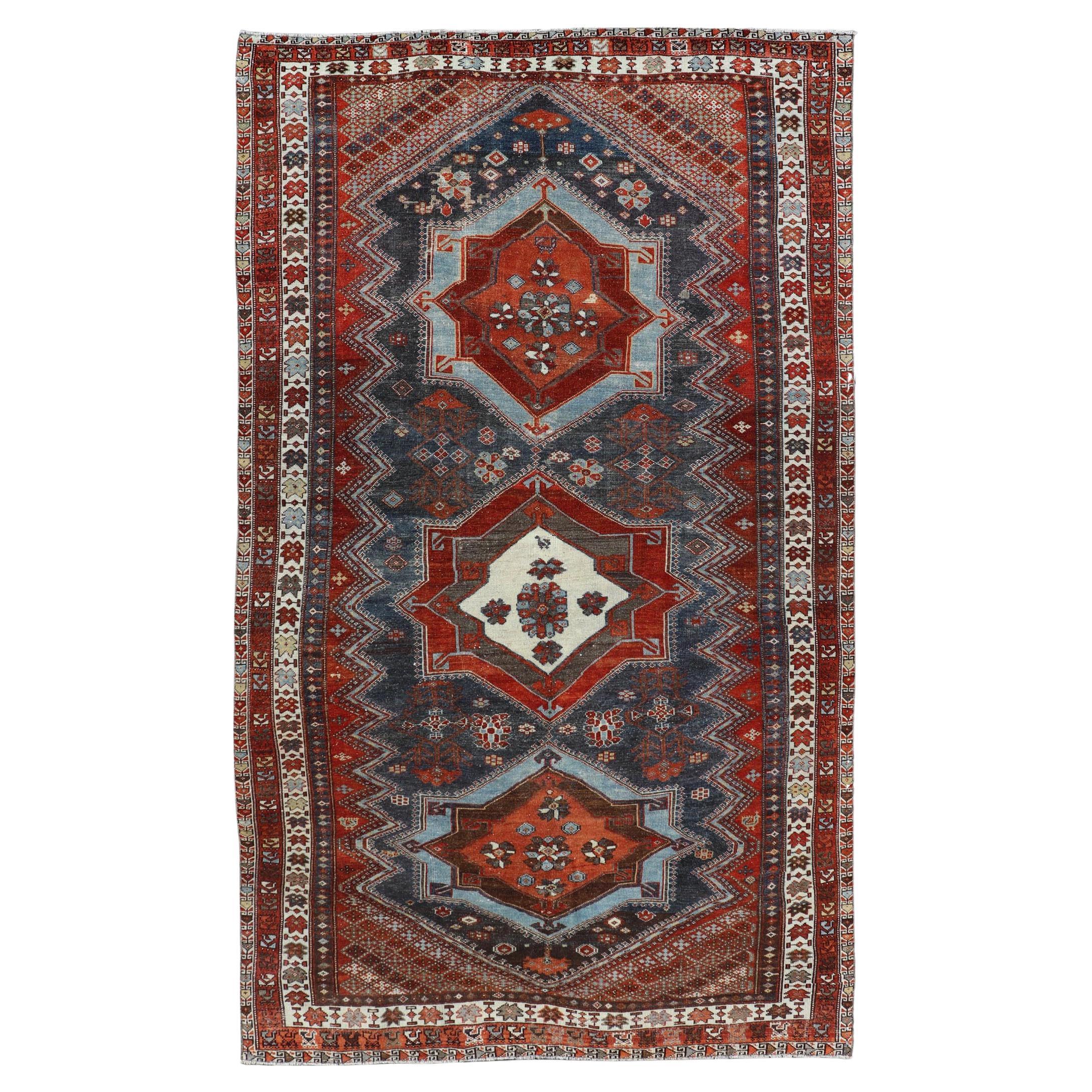 Antike N.W. Persischer Teppich mit geometrischen Medaillons 5'0"X8'9"