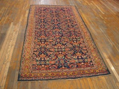 1850s Navy Herati Floral Antique NW Persian Carpet 4'10" x 9'4" Knotted Wool Rug