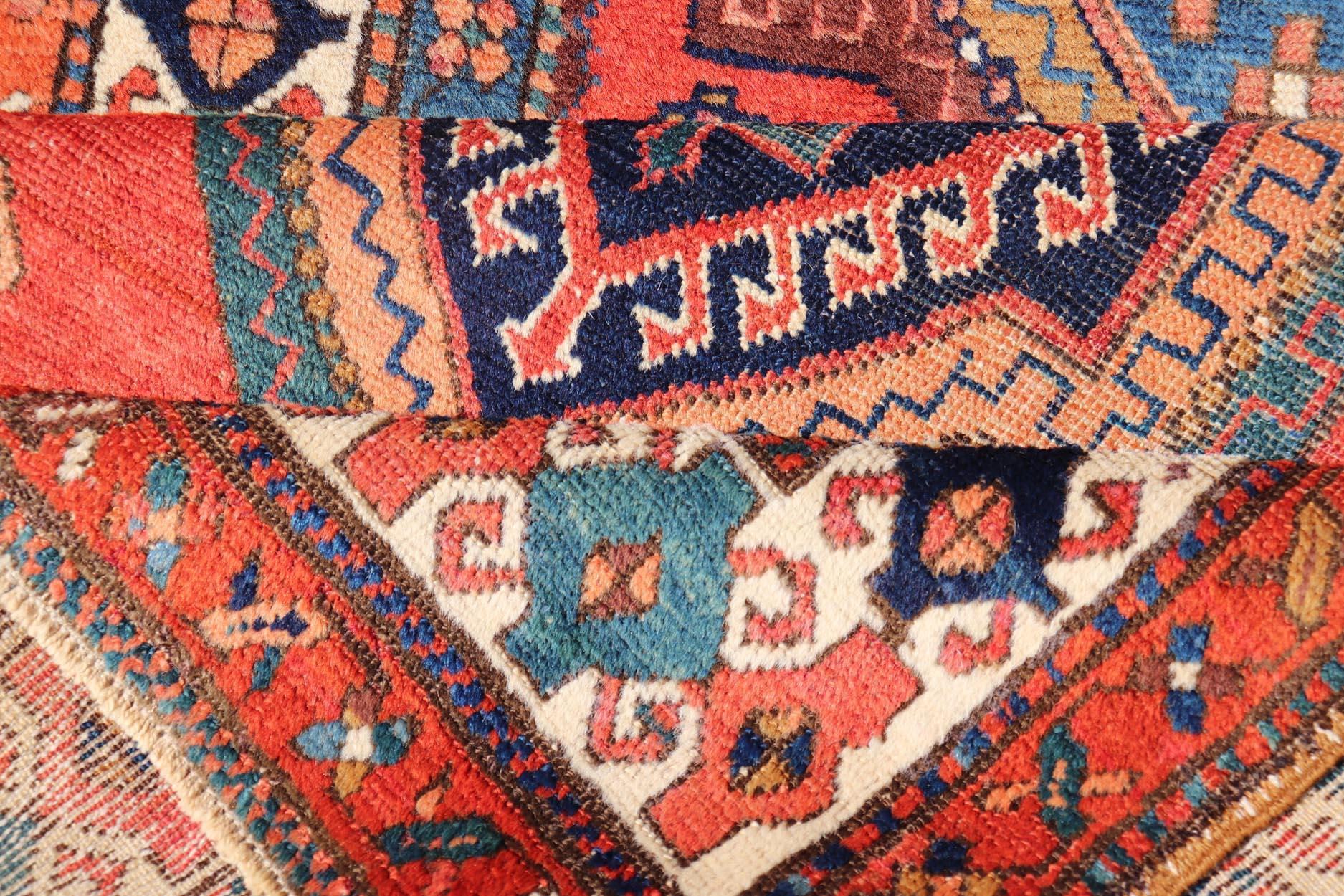 Antique NW Persian Runner With Geometric Medallions and Bold Colors 3'4 x 9'9 For Sale 5