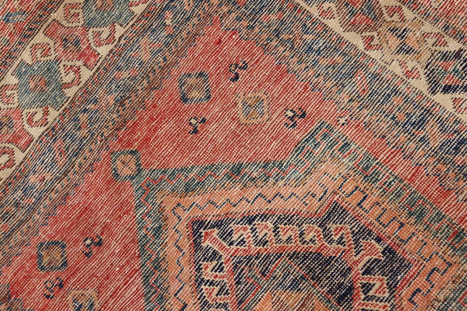 Antique NW Persian Runner With Geometric Medallions and Bold Colors 3'4 x 9'9 For Sale 6