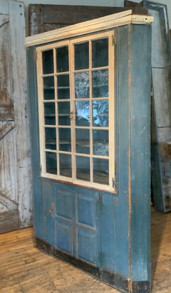 Antique NY State Country Corner Cupboard with Original Glass