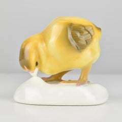 Antica statuetta di pulcino in porcellana Nymphenburg Porcelain, Art Nouveau, inizio 20° C. Firmata