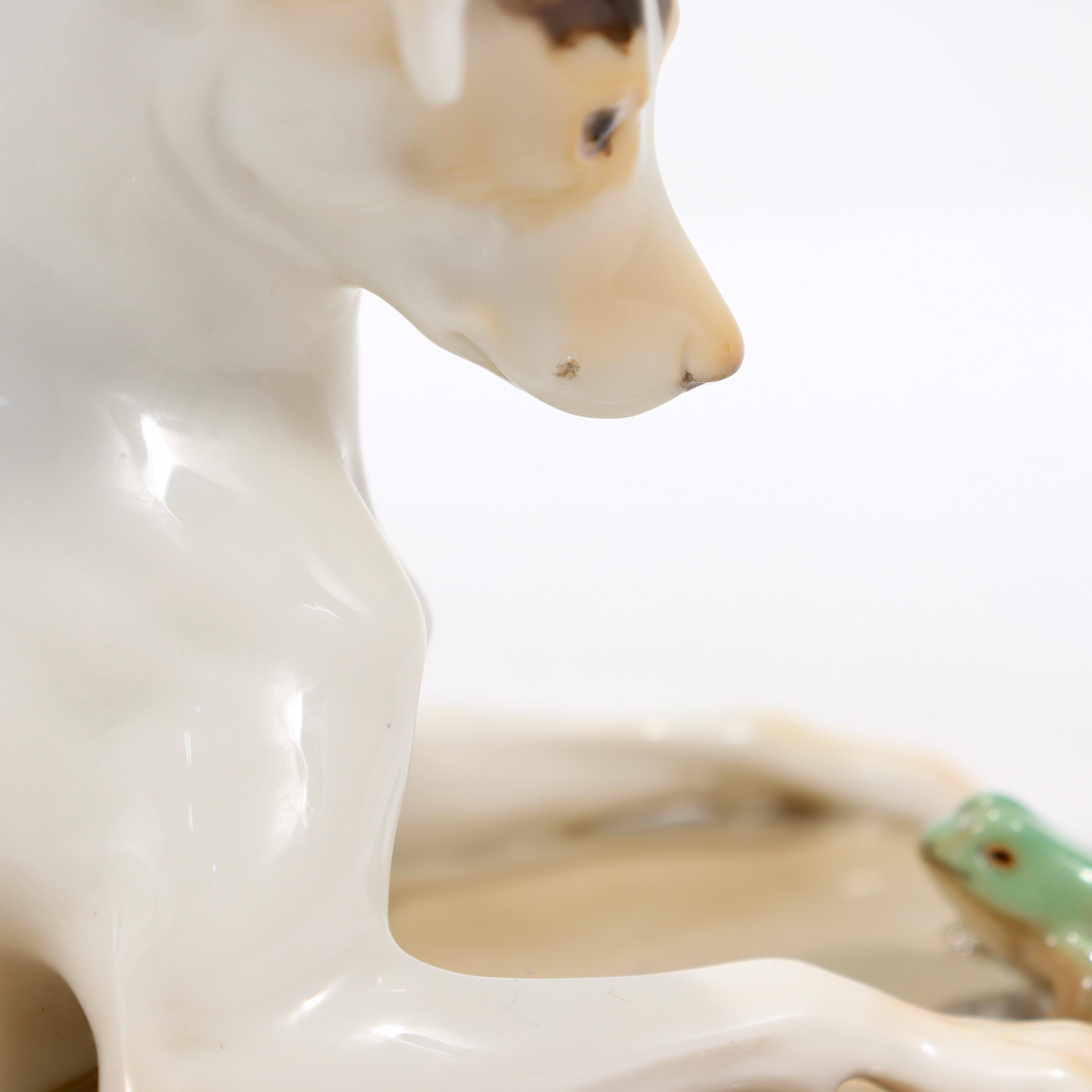 Antique Nymphenburg Porcelain Terrier Dog & Frog Figurine by T. Karner 7