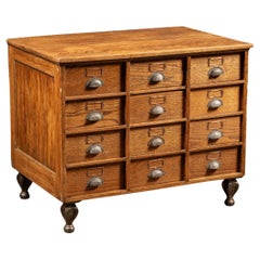 Armoire à documents à 12 tiroirs en chêne antique