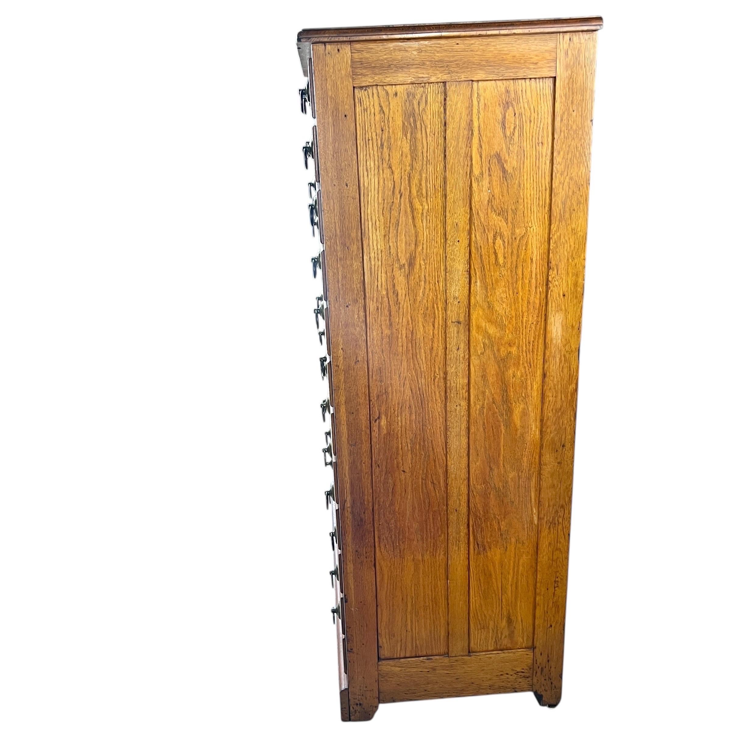 Antique Oak 12 Drawer Map Flat File Cabinet In Good Condition For Sale In Esperance, NY