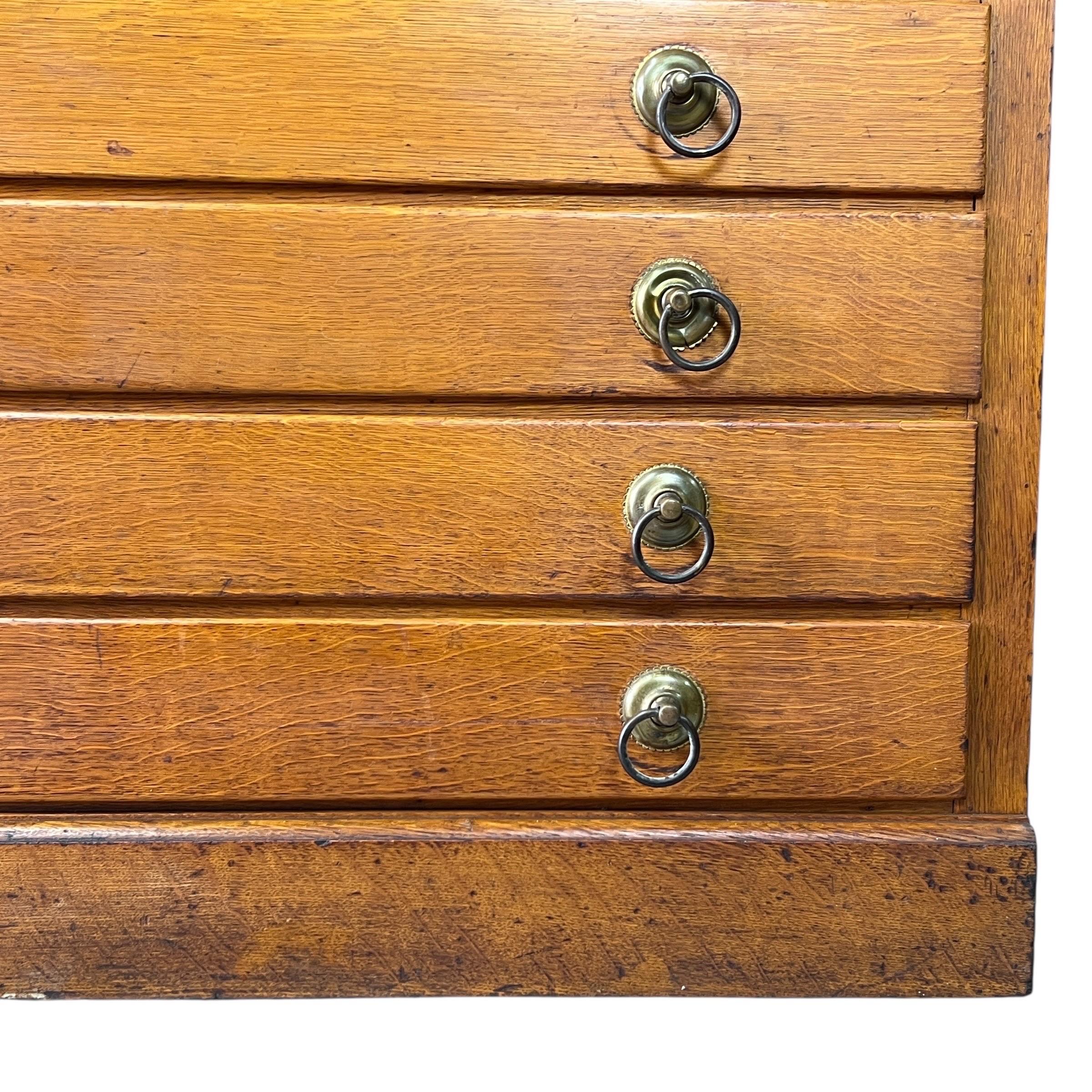 Antique Oak 12 Drawer Map Flat File Cabinet For Sale 3