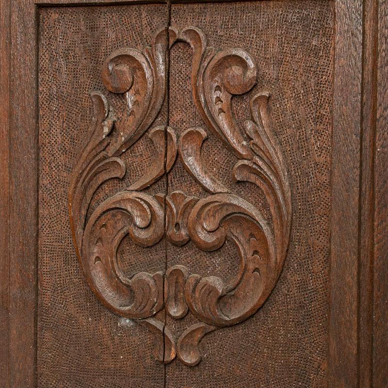 Wood Antique Oak Tall Exterior Carved Doors with Arched Transom and Frame