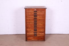 Antique Oak 16-Drawer Blueprint Flat File Cabinet by Hamilton, circa 1900