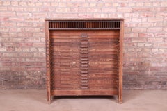 Antique Oak 17-Drawer Printer's Cabinet or Flat File by Hamilton, circa 1900