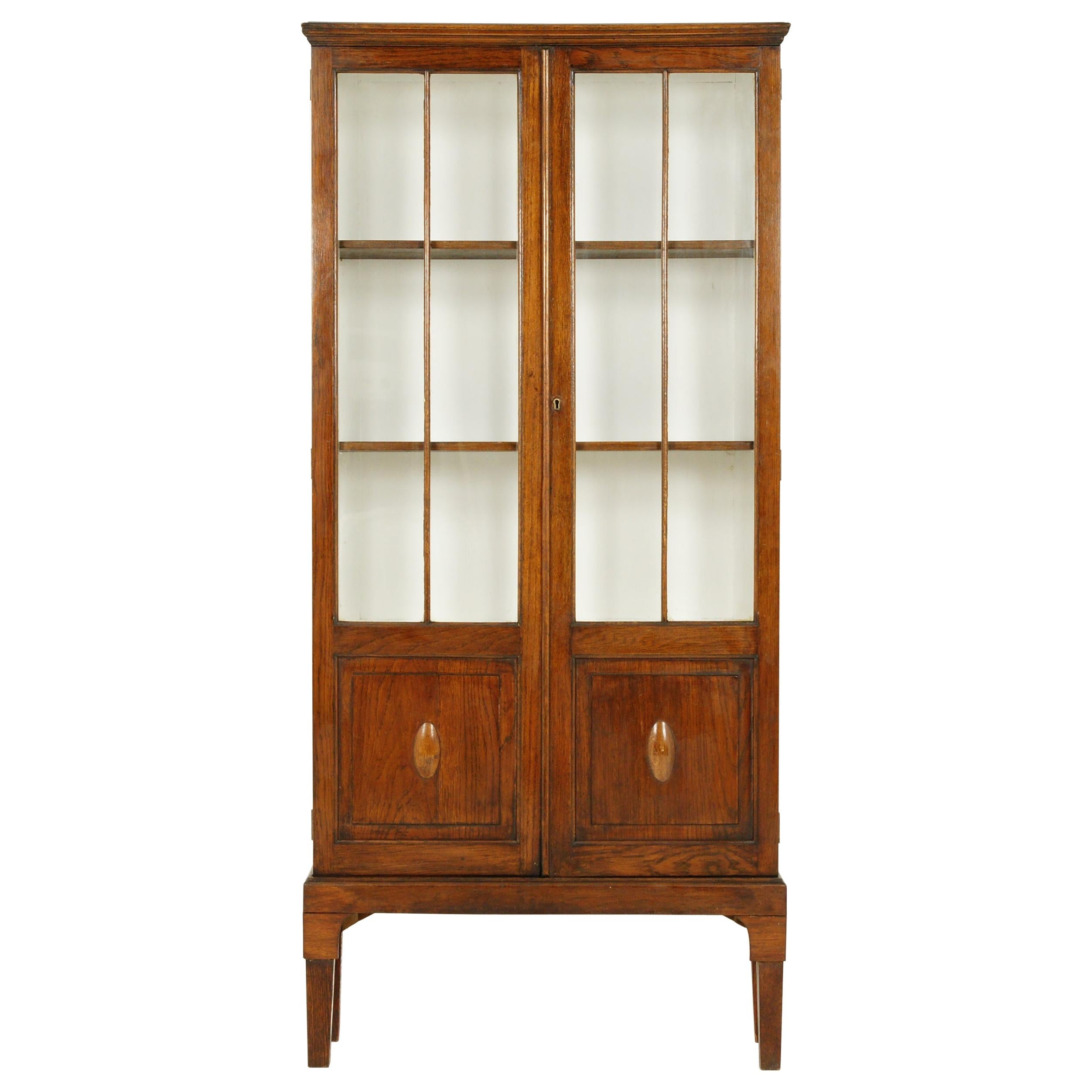 Antique Oak 2 Door Bookcase, Display Cabinet, Scotland 1920, B2338