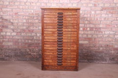 Antique Oak 20-Drawer Blueprint Flat File Cabinet by Hamilton, Circa 1900