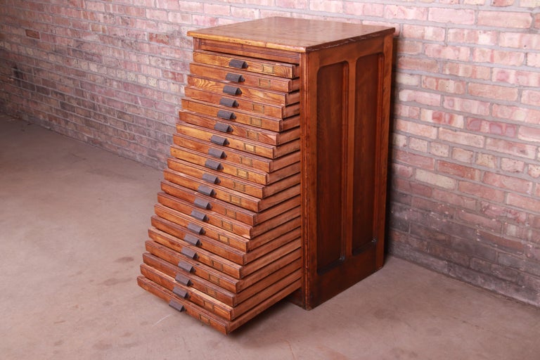 Antique Oak 20Drawer Blueprint Flat File by Hamilton, Circa 1900 at 1stDibs