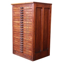 Used Oak 20-Drawer Blueprint Flat File Cabinet by Hamilton, Circa 1900