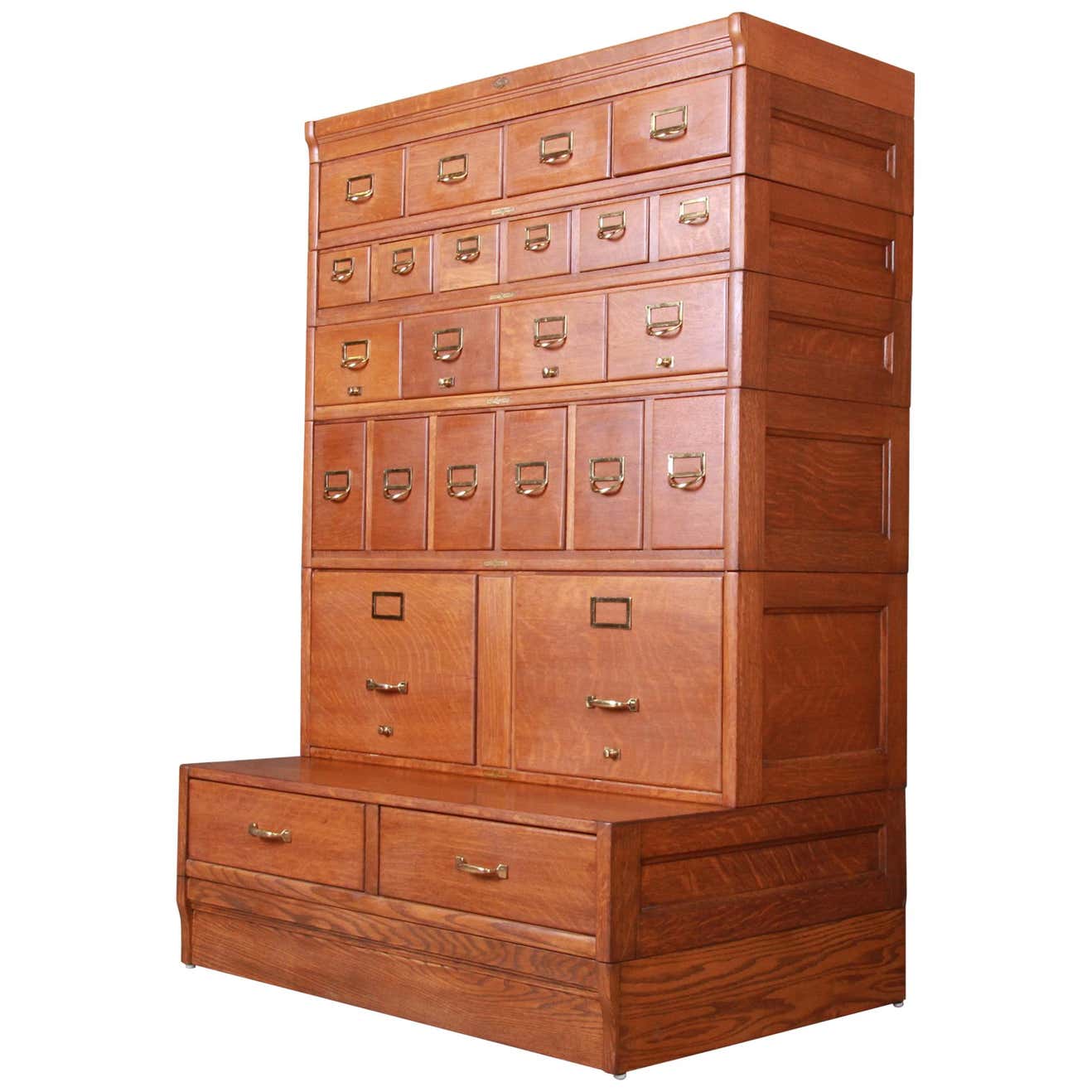 Antique Oak 24Drawer Card Catalog File circa 1920s at 1stDibs