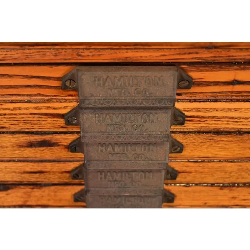 Antique Oak 25-Drawer Architect's Blueprint File Cabinet by Hamilton, Circa 1900 in vendita 5