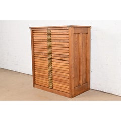 Antico schedario piatto a 25 cassetti per progetti di architettura di Oak Hamilton, 1900