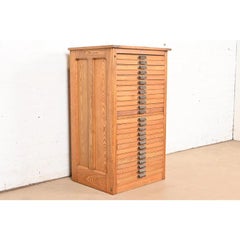 Antique Oak 25-Drawer Architect's Blueprint Flat File Cabinet by Hamilton