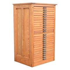 Antique Oak 25-Drawer Architect's Blueprint Flat File Cabinet by Hamilton