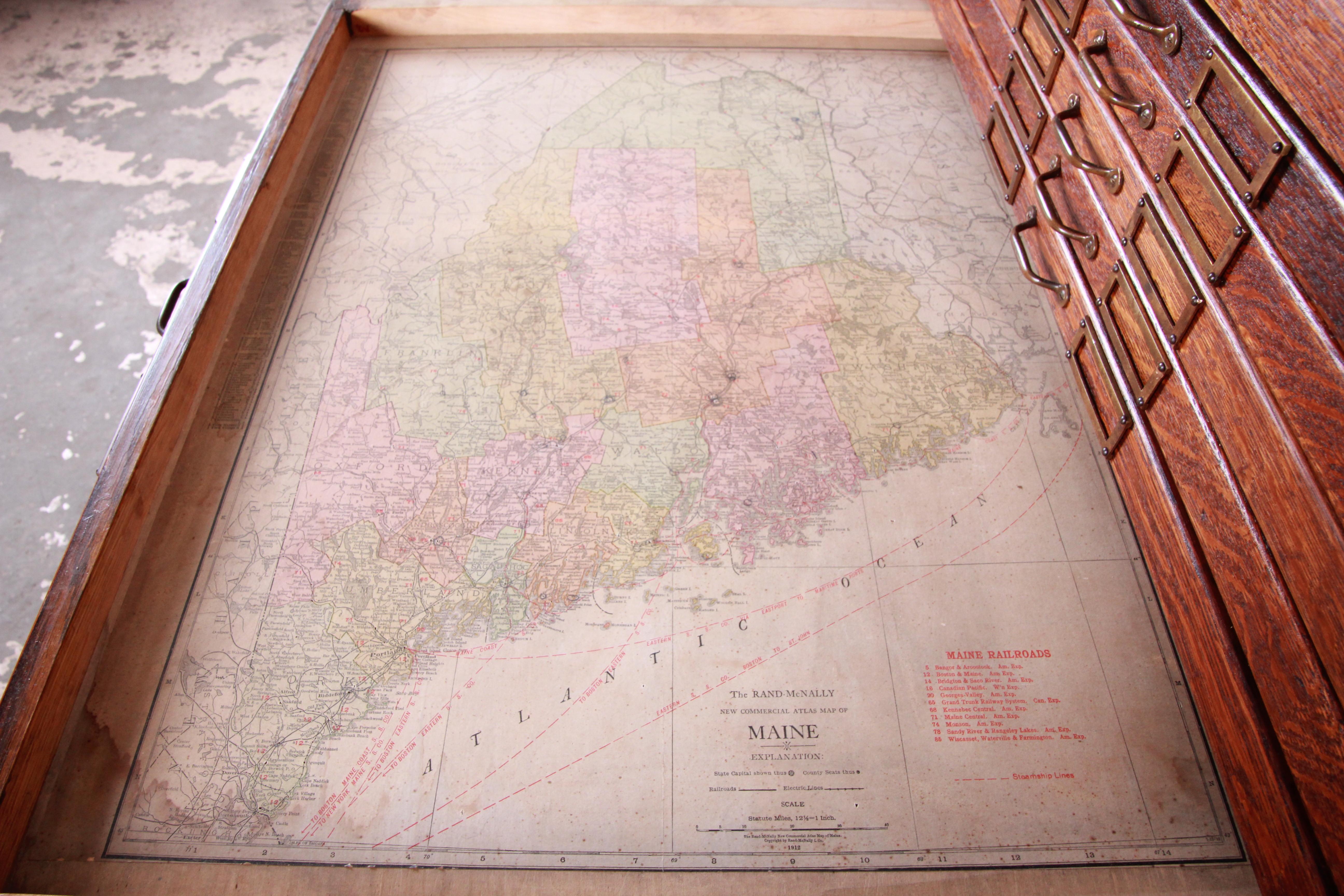 Antique Oak 26-Drawer Map Flat File, circa 1913 1