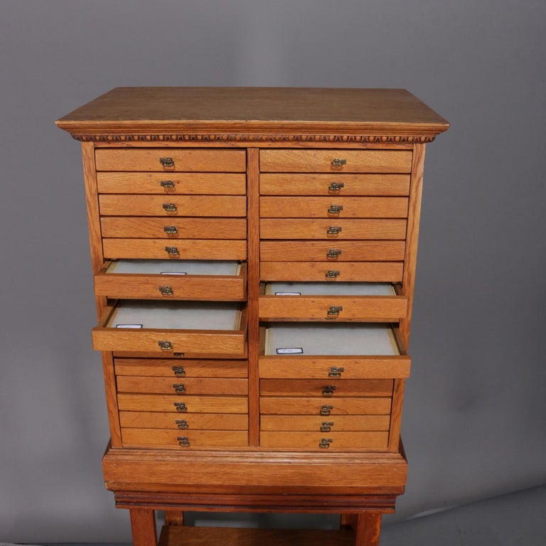 Antique Oak 32-Drawer Raised Wellington Type Specimen ...