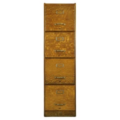 Antique Oak 4 Drawer Filing Cabinet