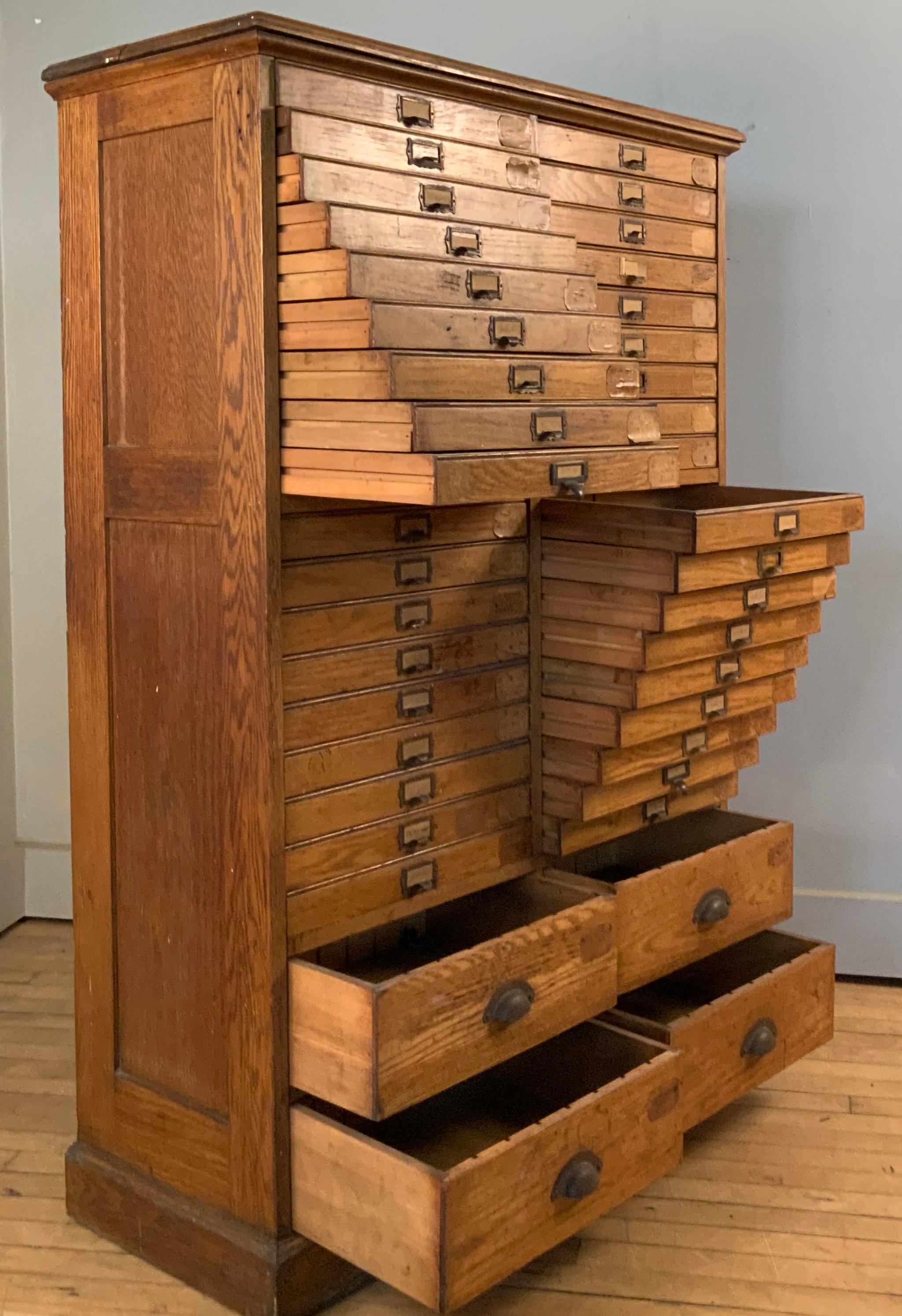 Antike Eiche 40 Schublade Drucker flache Datei Schrank (amerikanisch)