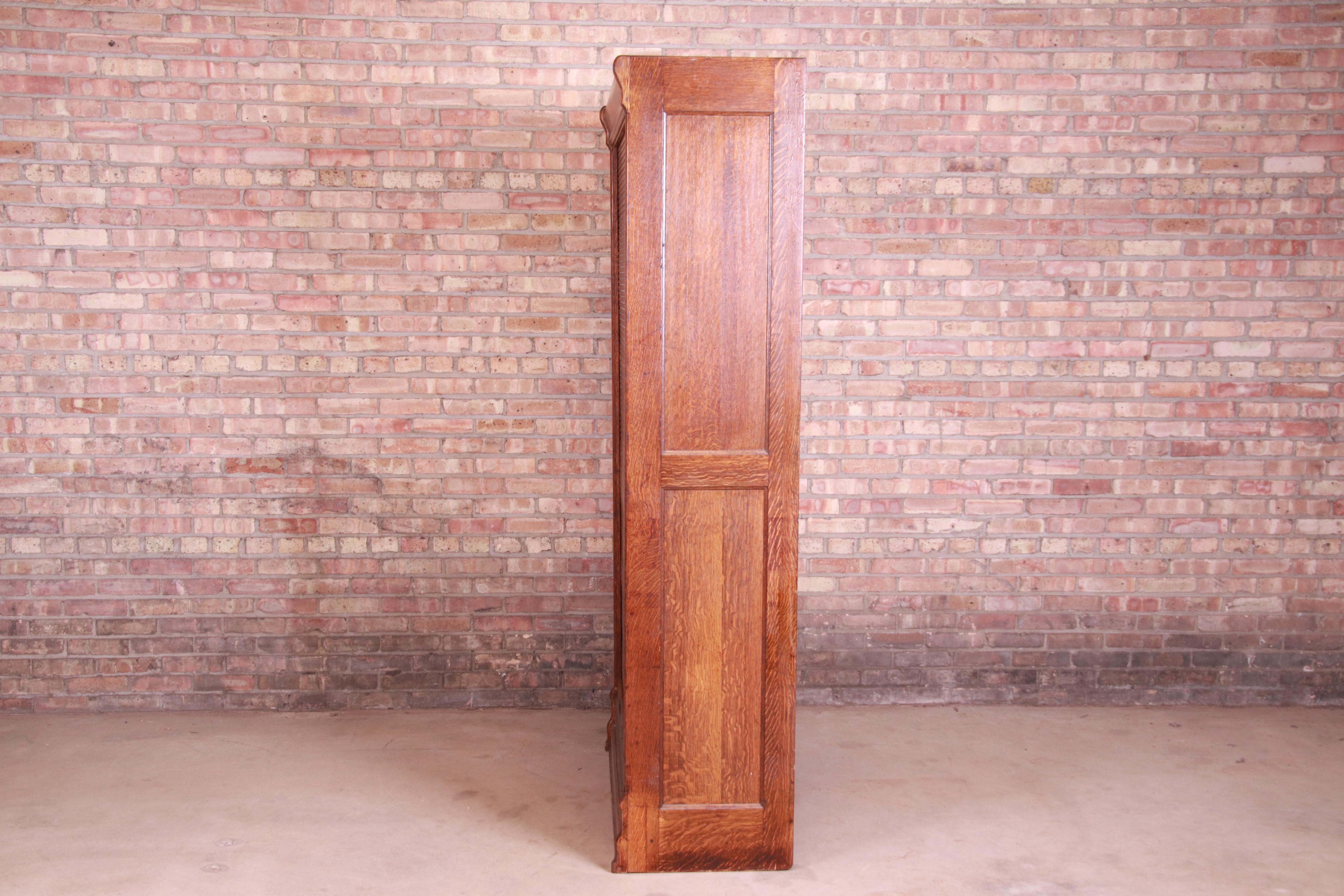 Antique Oak 45-Drawer Cabinet with Roll Down Tambour Door, circa 1900 6