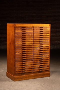 Antique Oak 48-Drawer Index Cabinet