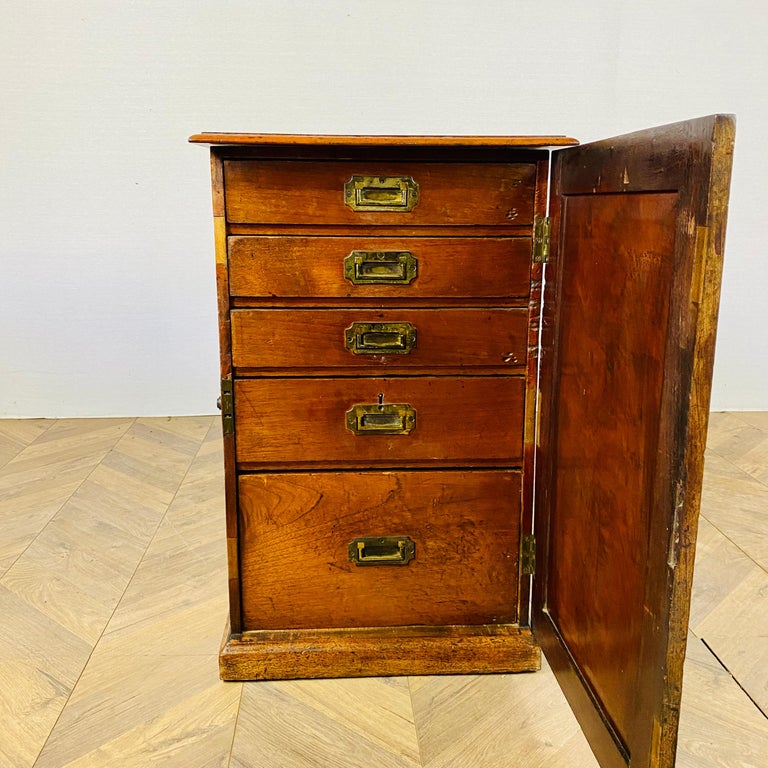 Antique Oak 5 Drawer Collectors Cabinet