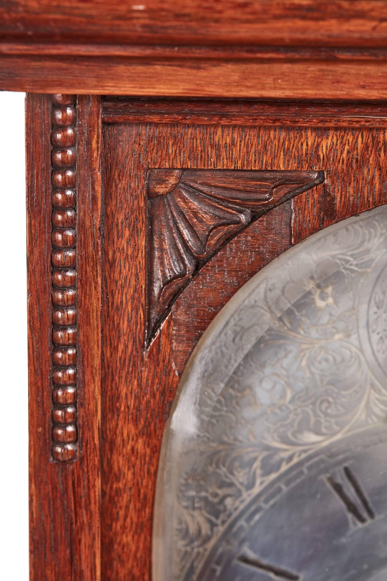 Antique Oak 8 Day Mantel Clock In Excellent Condition In Stutton, GB