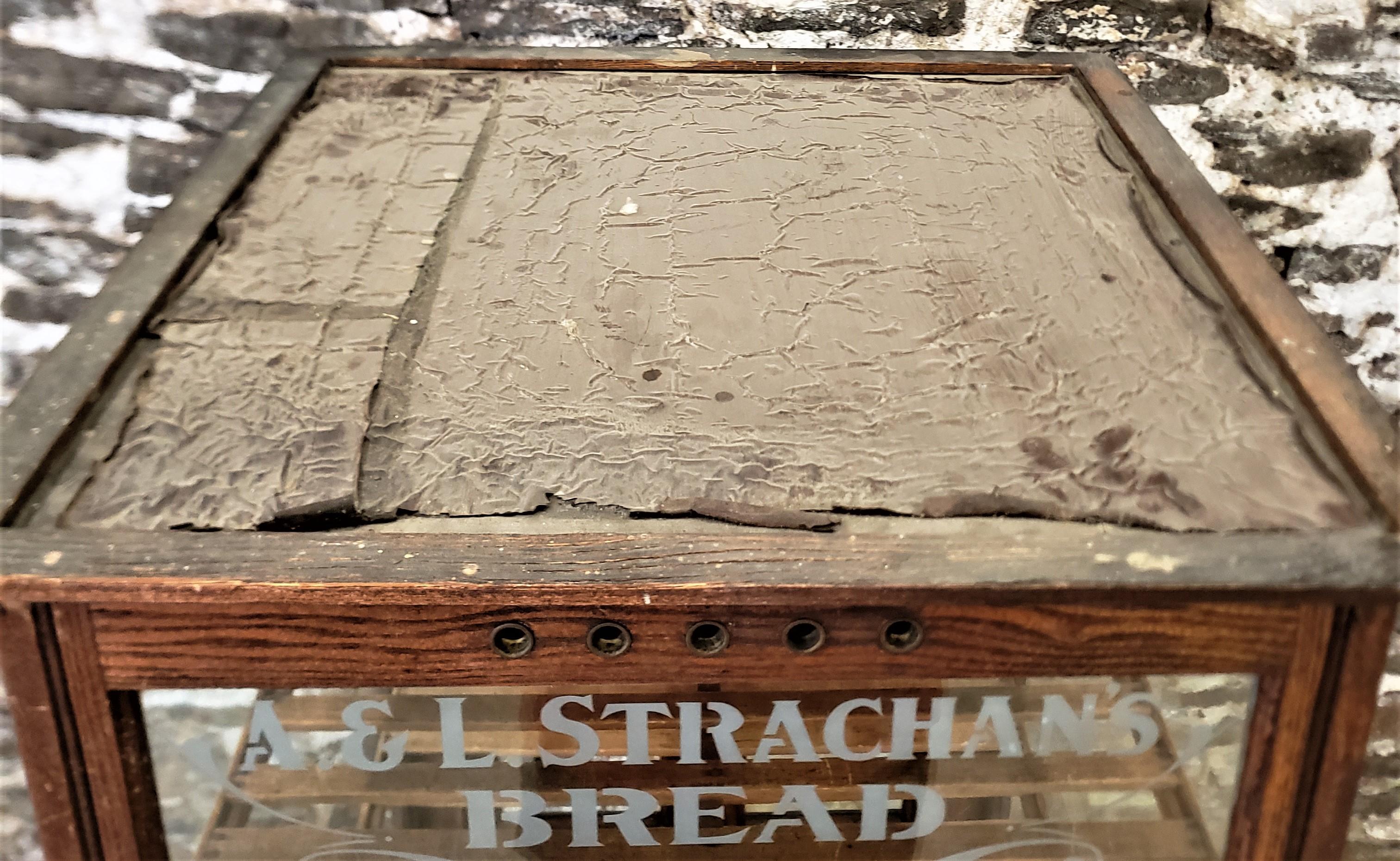 Antique Oak A & L Strachan's Bread Bakery Store Advertising Display Cabinet 5
