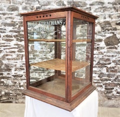 Antique Oak A & L Strachan's Bread Bakery Store Advertising Display Cabinet