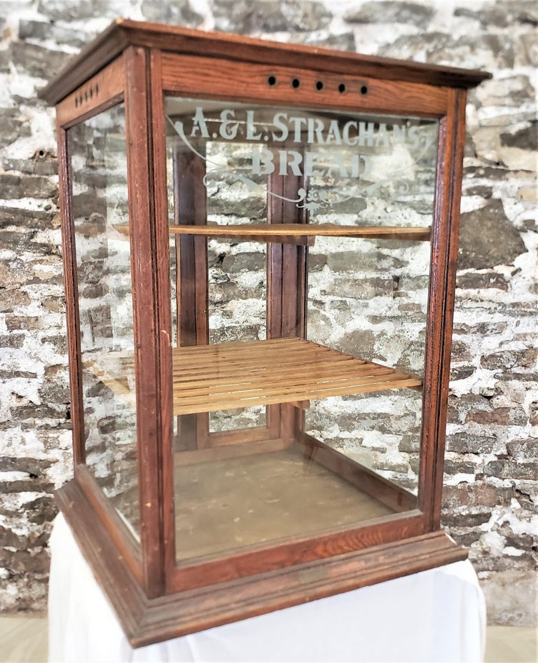 Antique Oak A and L Strachan's Bread Bakery Store Advertising Display For Sale at 1stDibs