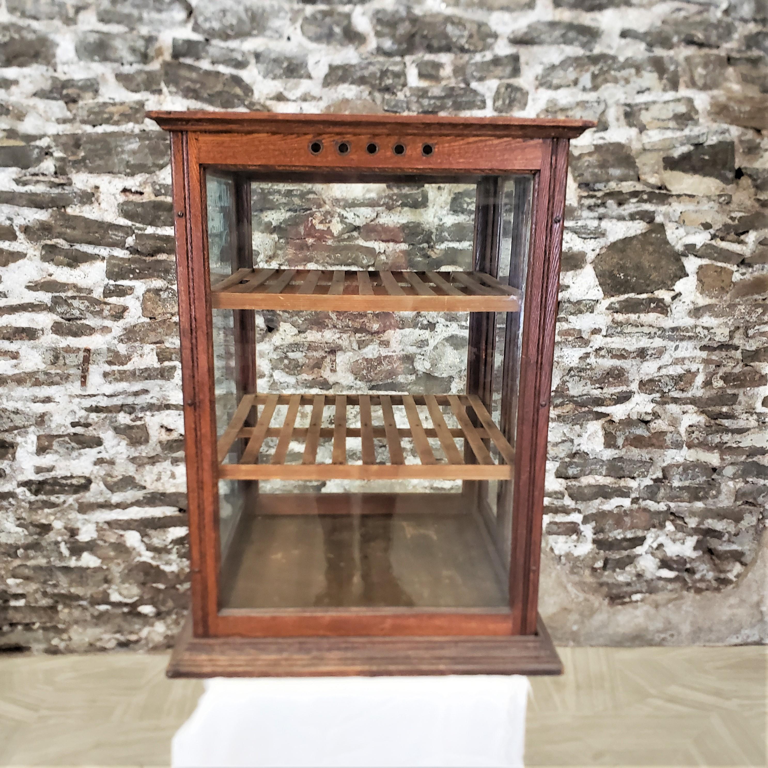 Late Victorian Antique Oak A & L Strachan's Bread Bakery Store Advertising Display Cabinet
