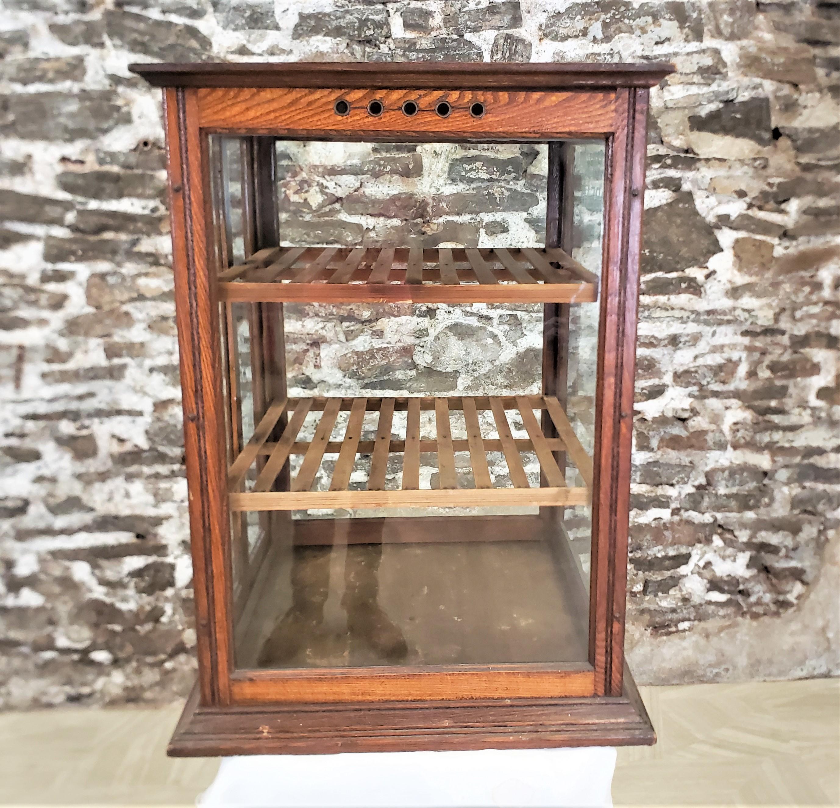 Etched Antique Oak A & L Strachan's Bread Bakery Store Advertising Display Cabinet